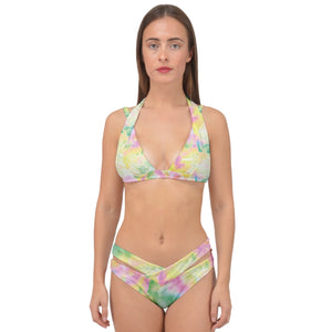 Tie-Dye Double Strap Halter Bikini Set