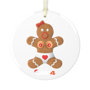 XXXMAS Gingerboobs Glass Ornament