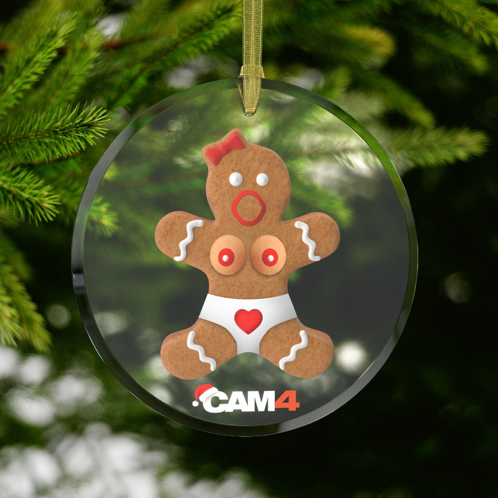 XXXMAS Gingerboobs Glass Ornament